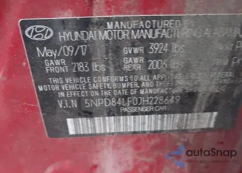 2018 Hyundai Elantra Sel from USA, damaged, VIN 5NPD84LF0JH228649